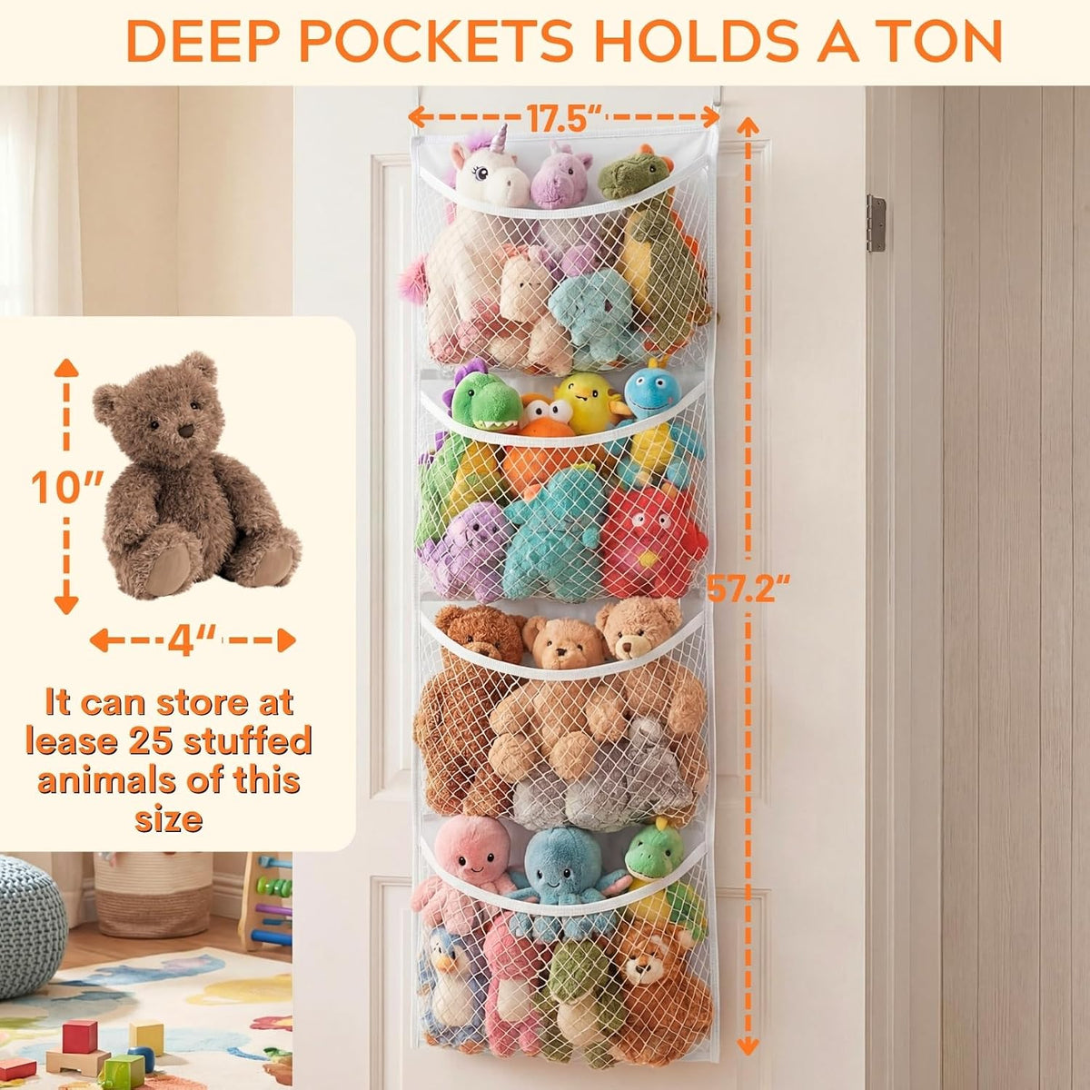 Cotton Over The Door Stuffed Animal Storage