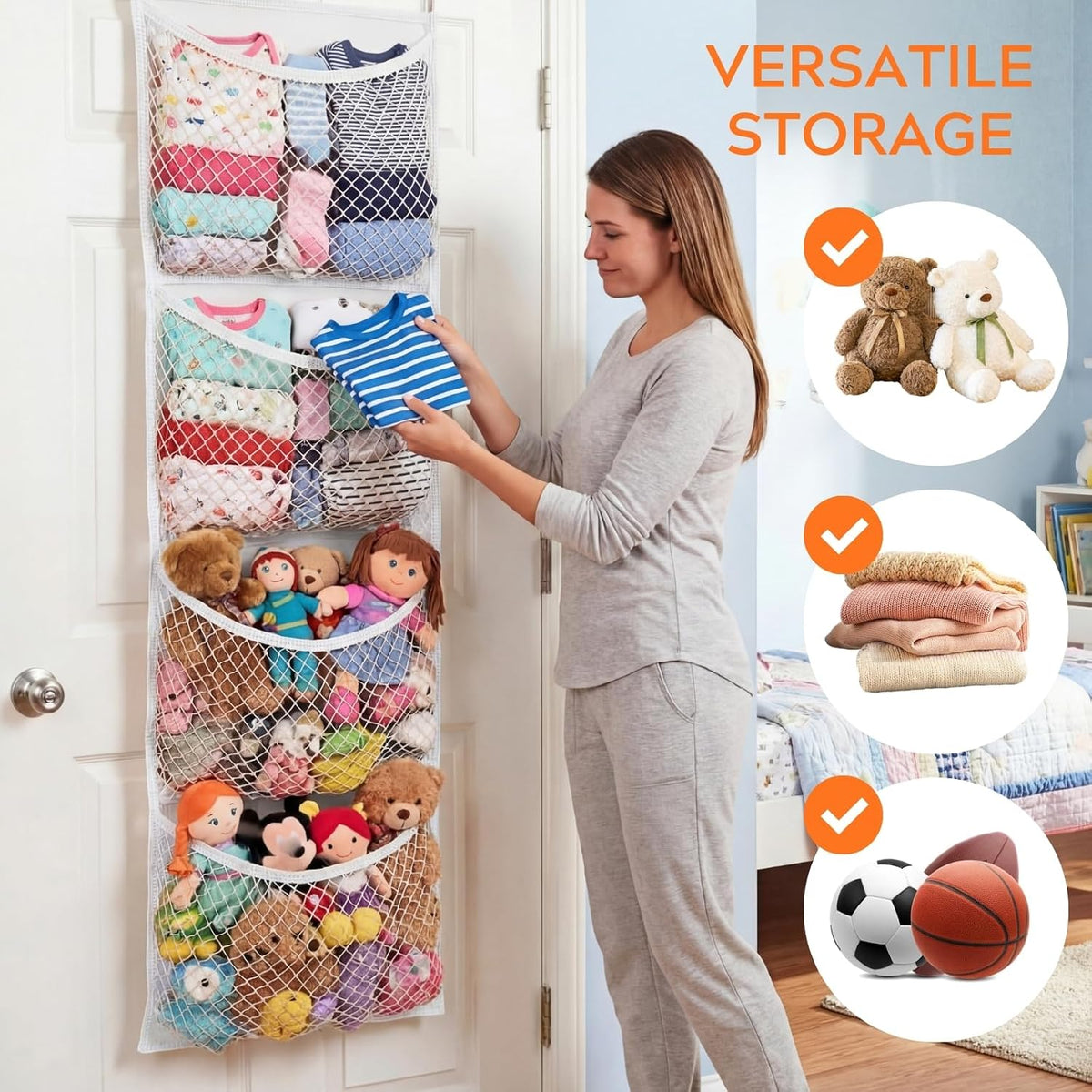 Cotton Over The Door Stuffed Animal Storage