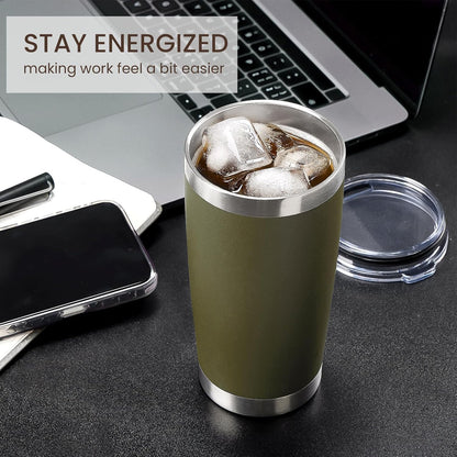 20oz Tumbler 8 Pack Double Wall Vacuum Insulated Travel Mug Bulk, Stainless Steel Tumblers with Lid and Straw, Durable Powder Coated Coffee Cups for Cold & Hot Drinks (Navy, 8)