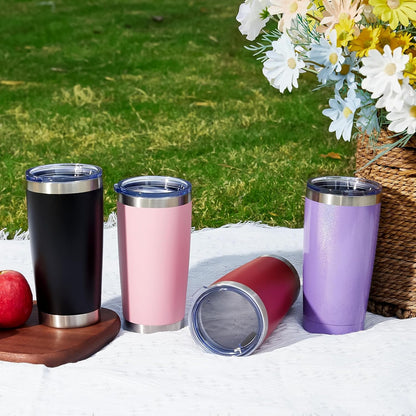 20oz Tumbler 8 Pack Double Wall Vacuum Insulated Travel Mug Bulk, Stainless Steel Tumblers with Lid and Straw, Durable Powder Coated Coffee Cups for Cold & Hot Drinks (Navy, 8)