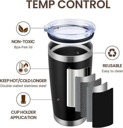 20oz Tumbler 8 Pack Double Wall Vacuum Insulated Travel Mug Bulk, Stainless Steel Tumblers with Lid and Straw, Durable Powder Coated Coffee Cups for Cold & Hot Drinks (Navy, 8)