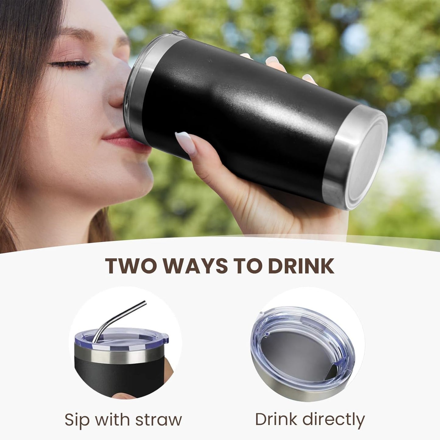 20oz Tumbler 8 Pack Double Wall Vacuum Insulated Travel Mug Bulk, Stainless Steel Tumblers with Lid and Straw, Durable Powder Coated Coffee Cups for Cold & Hot Drinks (Navy, 8)