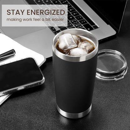 20oz Tumbler 8 Pack Double Wall Vacuum Insulated Travel Mug Bulk, Stainless Steel Tumblers with Lid and Straw, Durable Powder Coated Coffee Cups for Cold & Hot Drinks (Navy, 8)