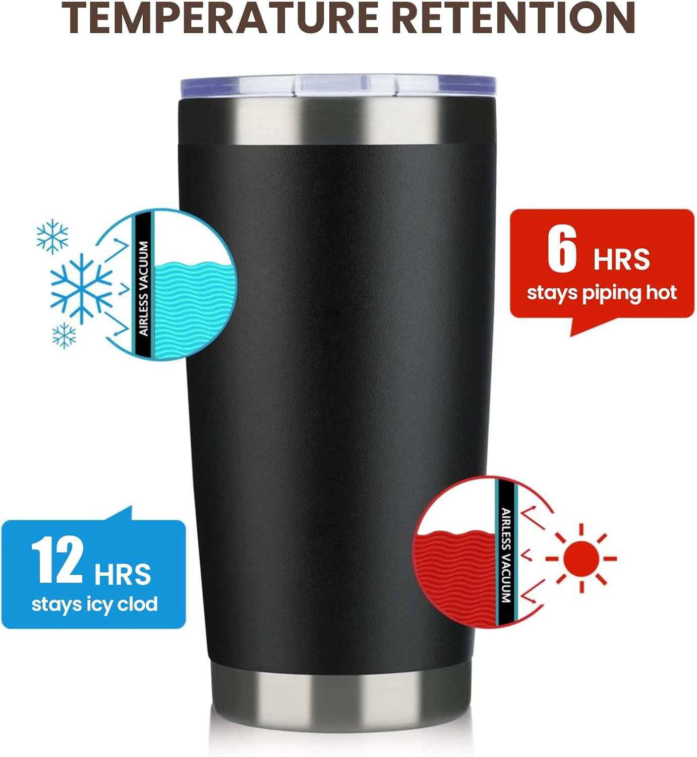 20oz Tumbler 8 Pack Double Wall Vacuum Insulated Travel Mug Bulk, Stainless Steel Tumblers with Lid and Straw, Durable Powder Coated Coffee Cups for Cold & Hot Drinks (Navy, 8)