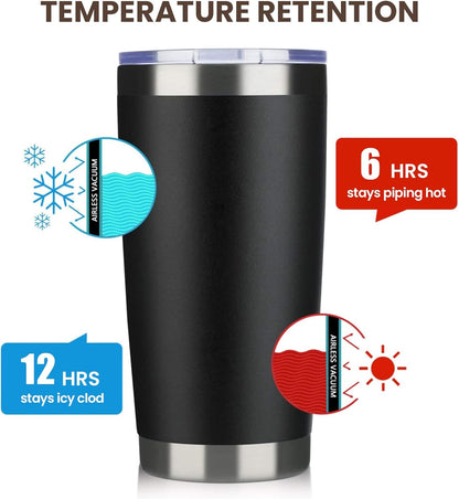 20oz Tumbler 8 Pack Double Wall Vacuum Insulated Travel Mug Bulk, Stainless Steel Tumblers with Lid and Straw, Durable Powder Coated Coffee Cups for Cold & Hot Drinks (Navy, 8)