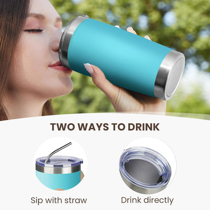 20oz Tumbler 8 Pack Double Wall Vacuum Insulated Travel Mug Bulk, Stainless Steel Tumblers with Lid and Straw, Durable Powder Coated Coffee Cups for Cold & Hot Drinks (Navy, 8)