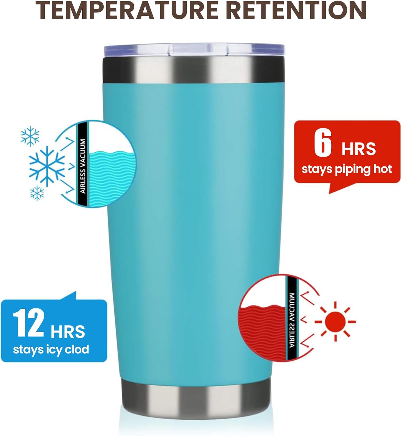 20oz Tumbler 8 Pack Double Wall Vacuum Insulated Travel Mug Bulk, Stainless Steel Tumblers with Lid and Straw, Durable Powder Coated Coffee Cups for Cold & Hot Drinks (Navy, 8)
