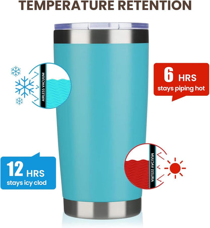 20oz Tumbler 8 Pack Double Wall Vacuum Insulated Travel Mug Bulk, Stainless Steel Tumblers with Lid and Straw, Durable Powder Coated Coffee Cups for Cold & Hot Drinks (Navy, 8)