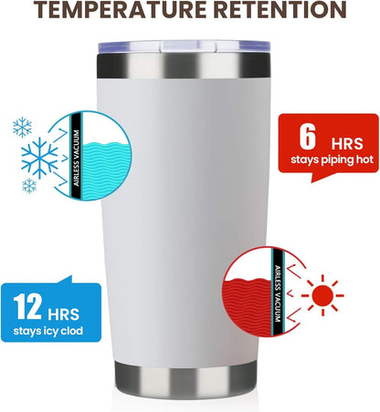 20oz Tumbler 8 Pack Double Wall Vacuum Insulated Travel Mug Bulk, Stainless Steel Tumblers with Lid and Straw, Durable Powder Coated Coffee Cups for Cold & Hot Drinks (Navy, 8)