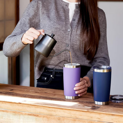 20oz Tumbler 8 Pack Double Wall Vacuum Insulated Travel Mug Bulk, Stainless Steel Tumblers with Lid and Straw, Durable Powder Coated Coffee Cups for Cold & Hot Drinks (Navy, 8)