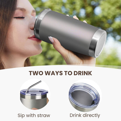 20oz Tumbler 8 Pack Double Wall Vacuum Insulated Travel Mug Bulk, Stainless Steel Tumblers with Lid and Straw, Durable Powder Coated Coffee Cups for Cold & Hot Drinks (Navy, 8)