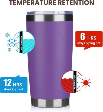 20oz Tumbler 8 Pack Double Wall Vacuum Insulated Travel Mug Bulk, Stainless Steel Tumblers with Lid and Straw, Durable Powder Coated Coffee Cups for Cold & Hot Drinks (Navy, 8)