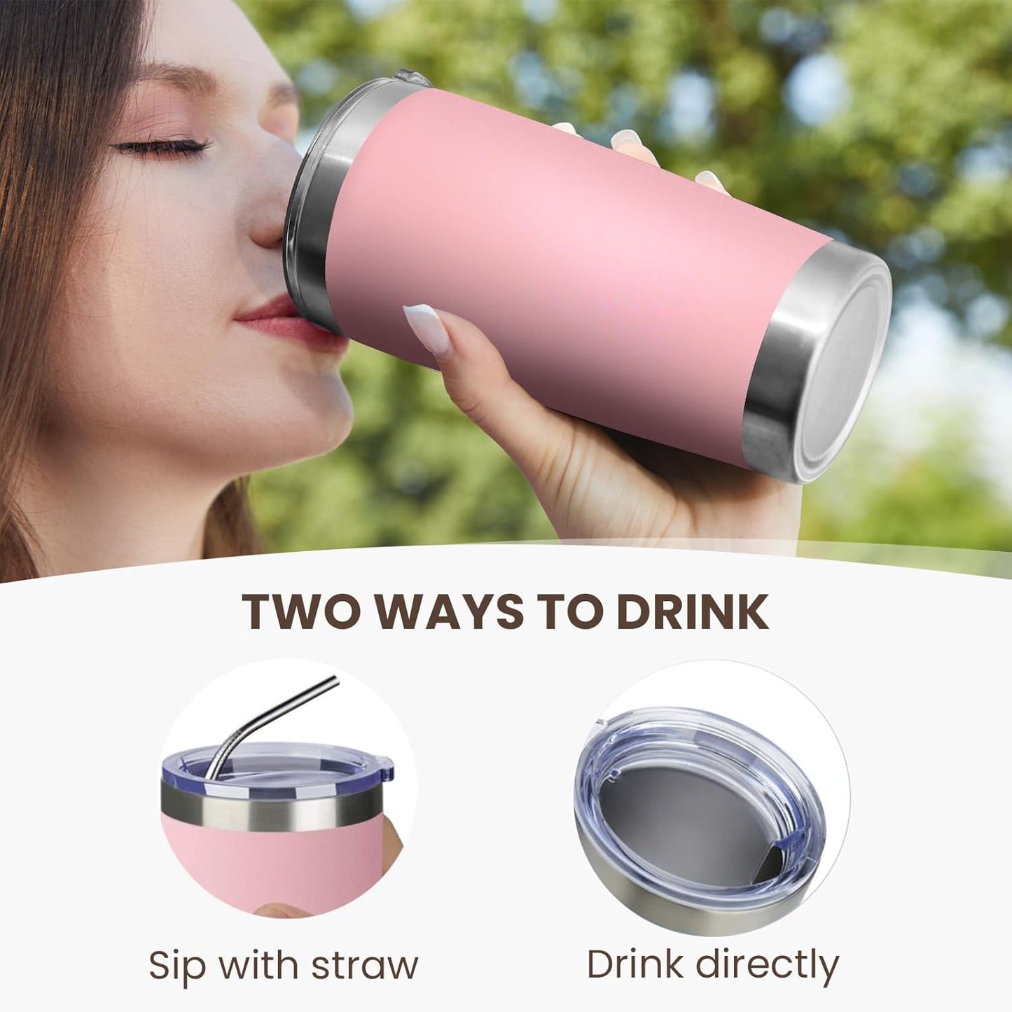 20oz Tumbler 8 Pack Double Wall Vacuum Insulated Travel Mug Bulk, Stainless Steel Tumblers with Lid and Straw, Durable Powder Coated Coffee Cups for Cold & Hot Drinks (Navy, 8)