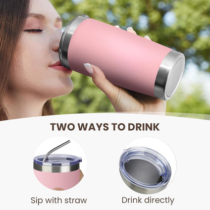 20oz Tumbler 8 Pack Double Wall Vacuum Insulated Travel Mug Bulk, Stainless Steel Tumblers with Lid and Straw, Durable Powder Coated Coffee Cups for Cold & Hot Drinks (Navy, 8)