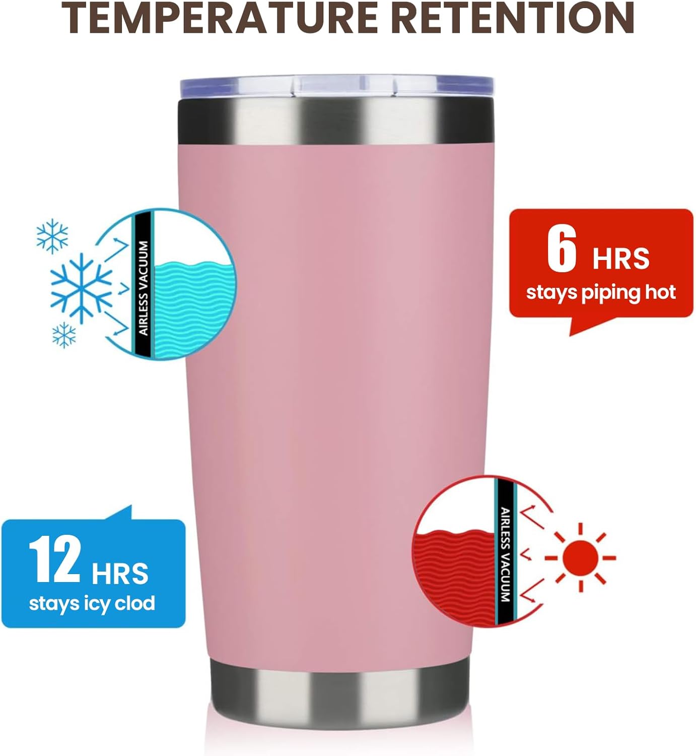 20oz Tumbler 8 Pack Double Wall Vacuum Insulated Travel Mug Bulk, Stainless Steel Tumblers with Lid and Straw, Durable Powder Coated Coffee Cups for Cold & Hot Drinks (Navy, 8)