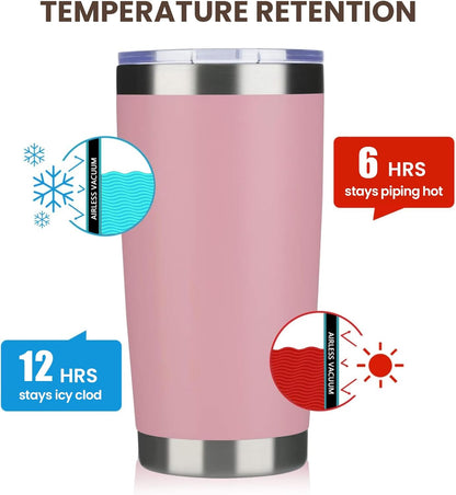 20oz Tumbler 8 Pack Double Wall Vacuum Insulated Travel Mug Bulk, Stainless Steel Tumblers with Lid and Straw, Durable Powder Coated Coffee Cups for Cold & Hot Drinks (Navy, 8)