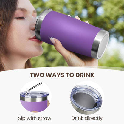 20oz Tumbler 8 Pack Double Wall Vacuum Insulated Travel Mug Bulk, Stainless Steel Tumblers with Lid and Straw, Durable Powder Coated Coffee Cups for Cold & Hot Drinks (Navy, 8)