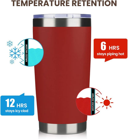 20oz Tumbler 8 Pack Double Wall Vacuum Insulated Travel Mug Bulk, Stainless Steel Tumblers with Lid and Straw, Durable Powder Coated Coffee Cups for Cold & Hot Drinks (Navy, 8)