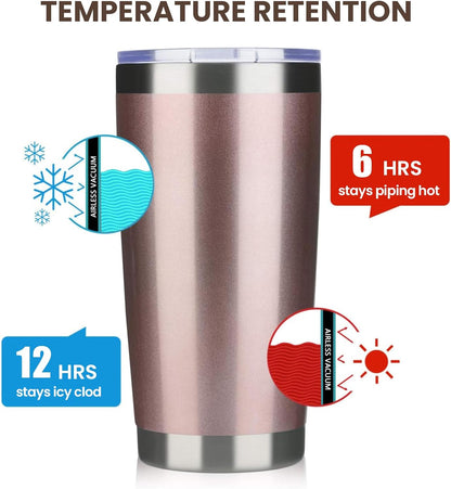 20oz Tumbler 8 Pack Double Wall Vacuum Insulated Travel Mug Bulk, Stainless Steel Tumblers with Lid and Straw, Durable Powder Coated Coffee Cups for Cold & Hot Drinks (Navy, 8)