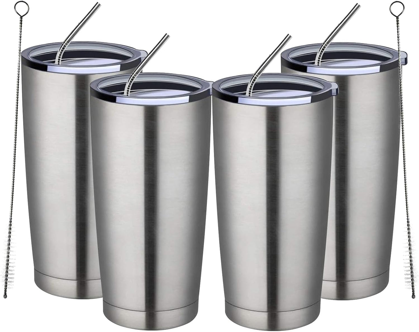 20oz Tumbler 8 Pack Double Wall Vacuum Insulated Travel Mug Bulk, Stainless Steel Tumblers with Lid and Straw, Durable Powder Coated Coffee Cups for Cold & Hot Drinks (Navy, 8)