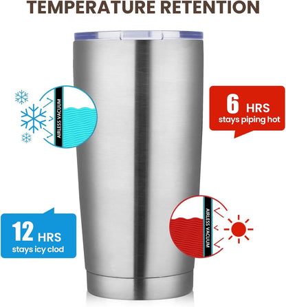 20oz Tumbler 8 Pack Double Wall Vacuum Insulated Travel Mug Bulk, Stainless Steel Tumblers with Lid and Straw, Durable Powder Coated Coffee Cups for Cold & Hot Drinks (Navy, 8)