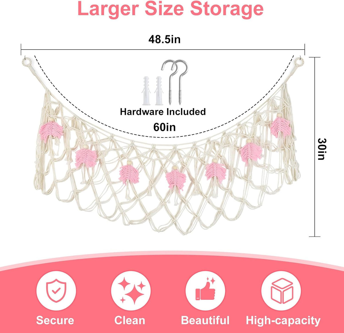 Stuffed Animal Storage Hammock,Large Stuffed Animal Net Or Hammock Wall Hanging Net, Plushie Net, Storage Hanging Organizer