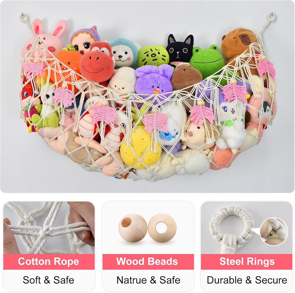 Stuffed Animal Storage Hammock,Large Stuffed Animal Net Or Hammock Wall Hanging Net, Plushie Net, Storage Hanging Organizer