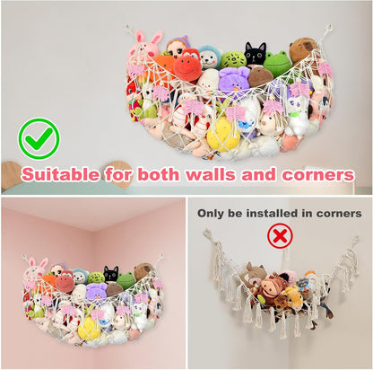 Stuffed Animal Storage Hammock,Large Stuffed Animal Net Or Hammock Wall Hanging Net, Plushie Net, Storage Hanging Organizer