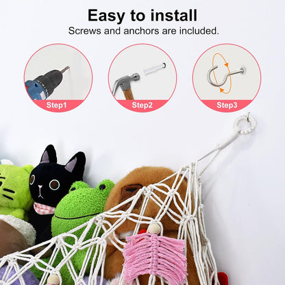 Stuffed Animal Storage Hammock,Large Stuffed Animal Net Or Hammock Wall Hanging Net, Plushie Net, Storage Hanging Organizer