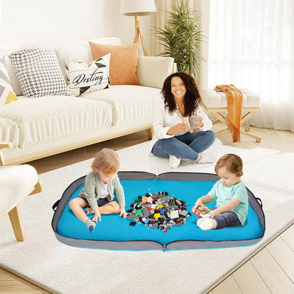 Toy Storage Organizer & Play Mat, Blue, 45 Inches
