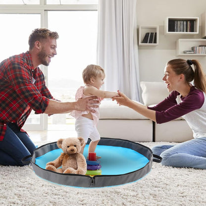 Toy Storage Organizer & Play Mat, Blue, 45 Inches