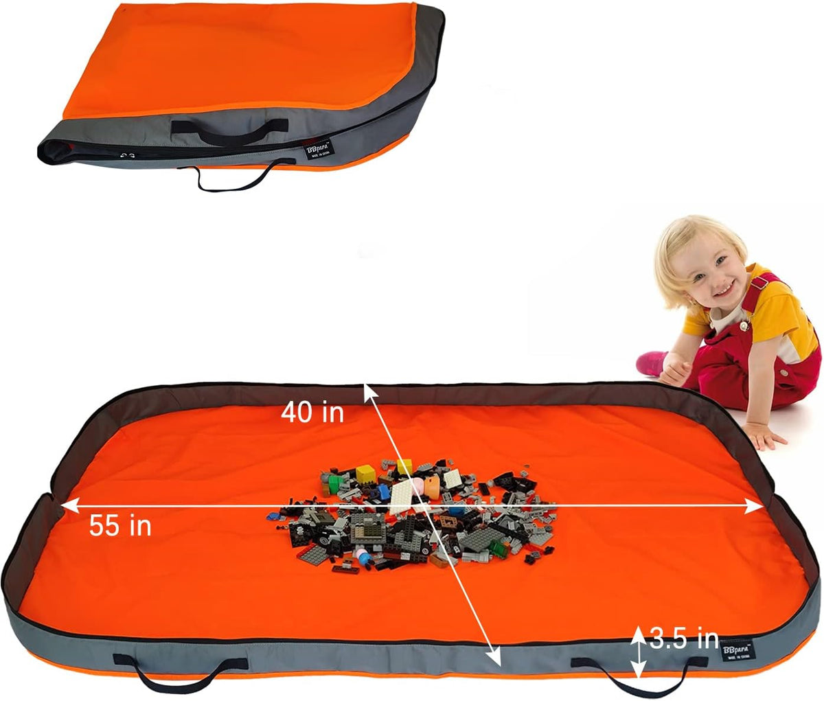 Toy Storage Organizer & Play Mat, Blue, 45 Inches