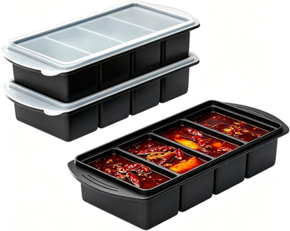 Silicone Freezer Tray with Lid 2 Pack, 1 Cup Silicone Freezer Mold, Large Ice Cube Tray for Soup Cubes & Meal Prep, Freezer Food Storage Container, Oven & Dishwasher Safe