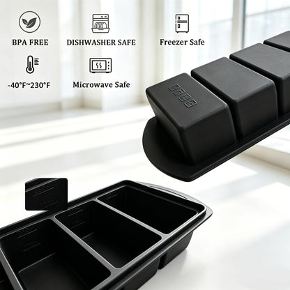 Silicone Freezer Tray with Lid 2 Pack, 1 Cup Silicone Freezer Mold, Large Ice Cube Tray for Soup Cubes & Meal Prep, Freezer Food Storage Container, Oven & Dishwasher Safe