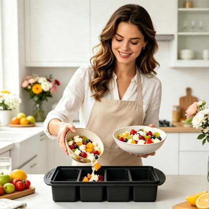 Silicone Freezer Tray with Lid 2 Pack, 1 Cup Silicone Freezer Mold, Large Ice Cube Tray for Soup Cubes & Meal Prep, Freezer Food Storage Container, Oven & Dishwasher Safe