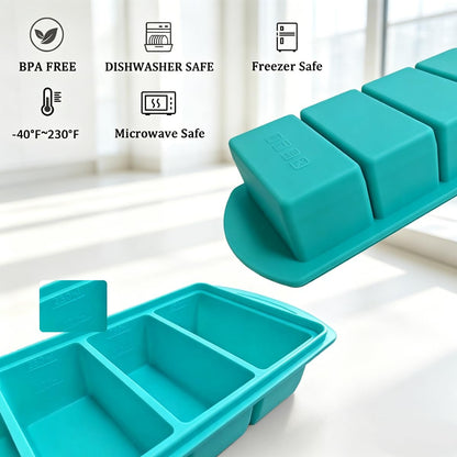 Silicone Freezer Tray with Lid 2 Pack, 1 Cup Silicone Freezer Mold, Large Ice Cube Tray for Soup Cubes & Meal Prep, Freezer Food Storage Container, Oven & Dishwasher Safe