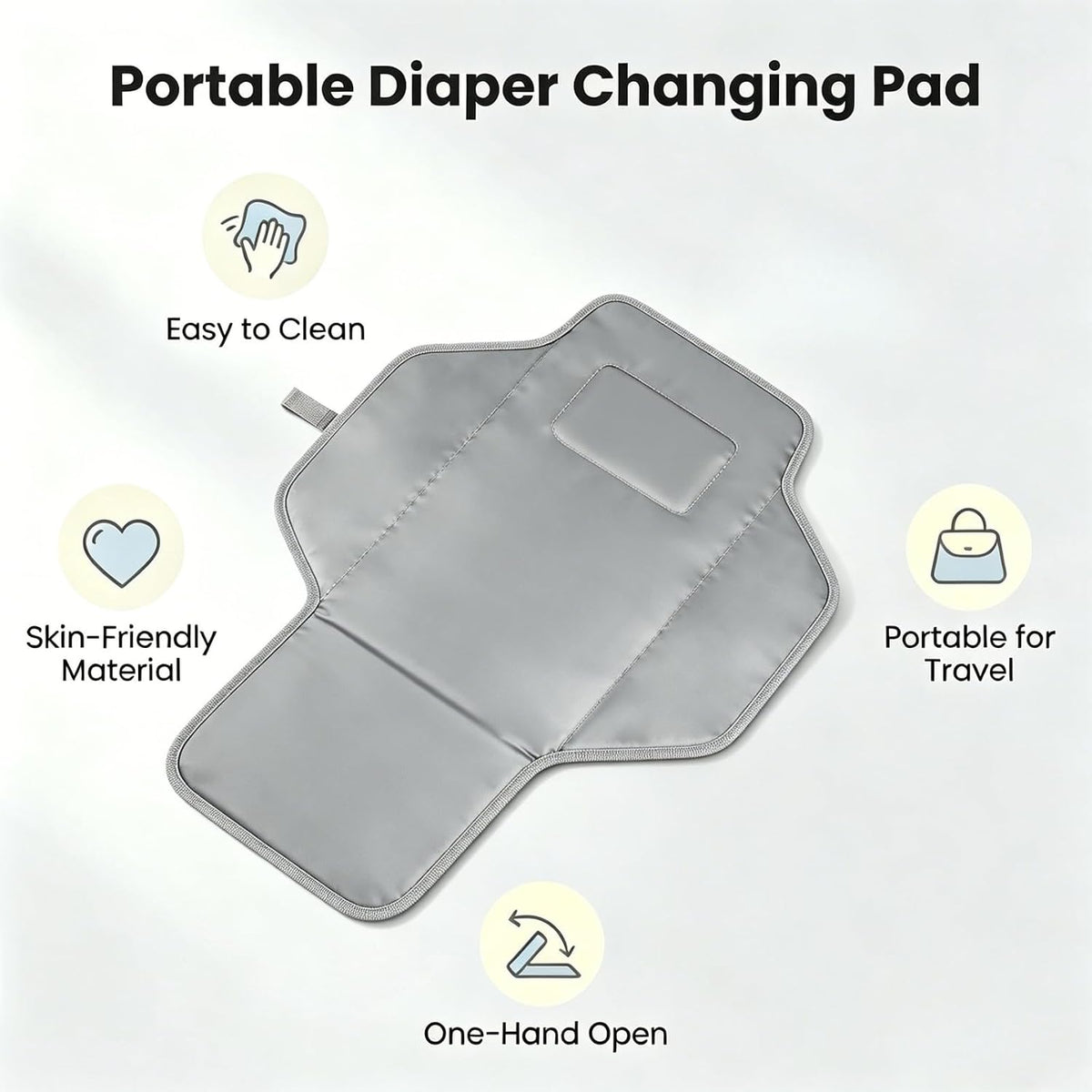 Portable Changing Pad — Foldable Travel Diaper Changing Mat, One-Hand Open Waterproof Baby Changer for On-the-Go Moms, Fits Diaper Bag (Cute Elephant)