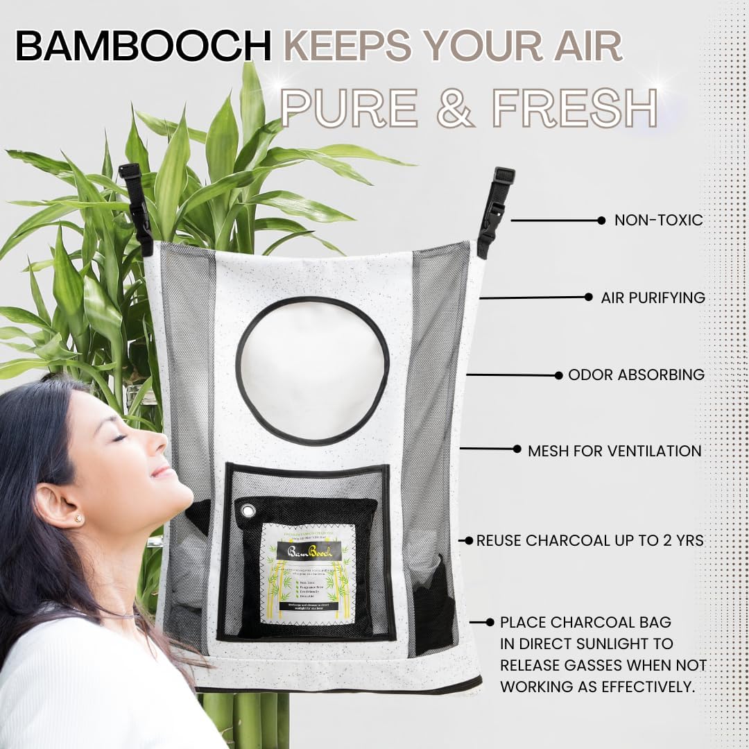 AIR PURIFYING & ODOR ELIMINATING Small Hamper for Specialty Loads - Hanging Laundry Hamper Bag - Nursery Hamper & Potty Training Kids Hamper - Hanging Hamper - Over the Door Laundry Hamper