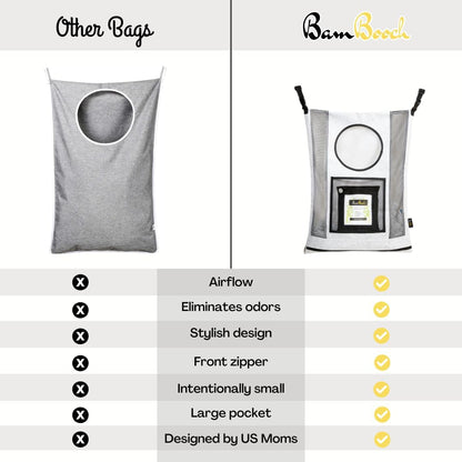 AIR PURIFYING & ODOR ELIMINATING Small Hamper for Specialty Loads - Hanging Laundry Hamper Bag - Nursery Hamper & Potty Training Kids Hamper - Hanging Hamper - Over the Door Laundry Hamper