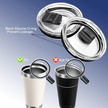 4 Pack Tumbler Lid Replacement for YETI 20oz Tumbler, BPA Free | For YETI 16 oz Pints, 10/24 oz Mugs and 10 oz Lowball, Spill Proof Magnetic Slider Lid Replacement