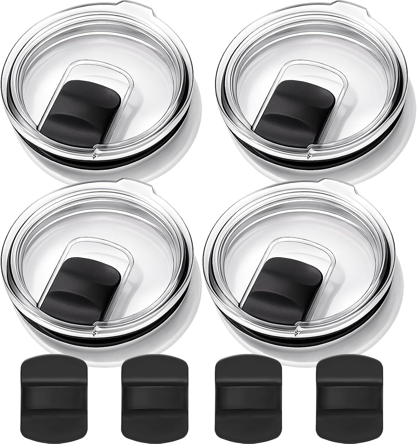 4 Pack Tumbler Lid Replacement for YETI 20oz Tumbler, BPA Free | For YETI 16 oz Pints, 10/24 oz Mugs and 10 oz Lowball, Spill Proof Magnetic Slider Lid Replacement