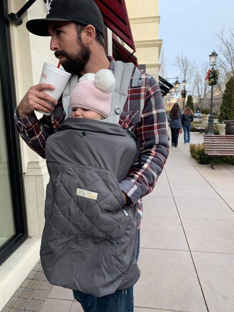 Bebamour Baby Carrier Winter Cover Universal Hoodie All Season Carrier Cover for Baby Carrier (Dark Grey)