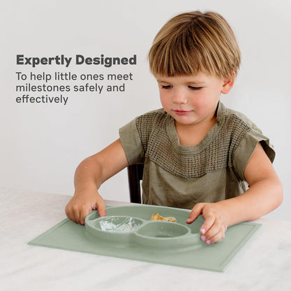 Preschool Feeding Set 24m+ (Sage) Happy Mat + Happy Utensils + Happy Cup + Straw Training System Toddler Essentials