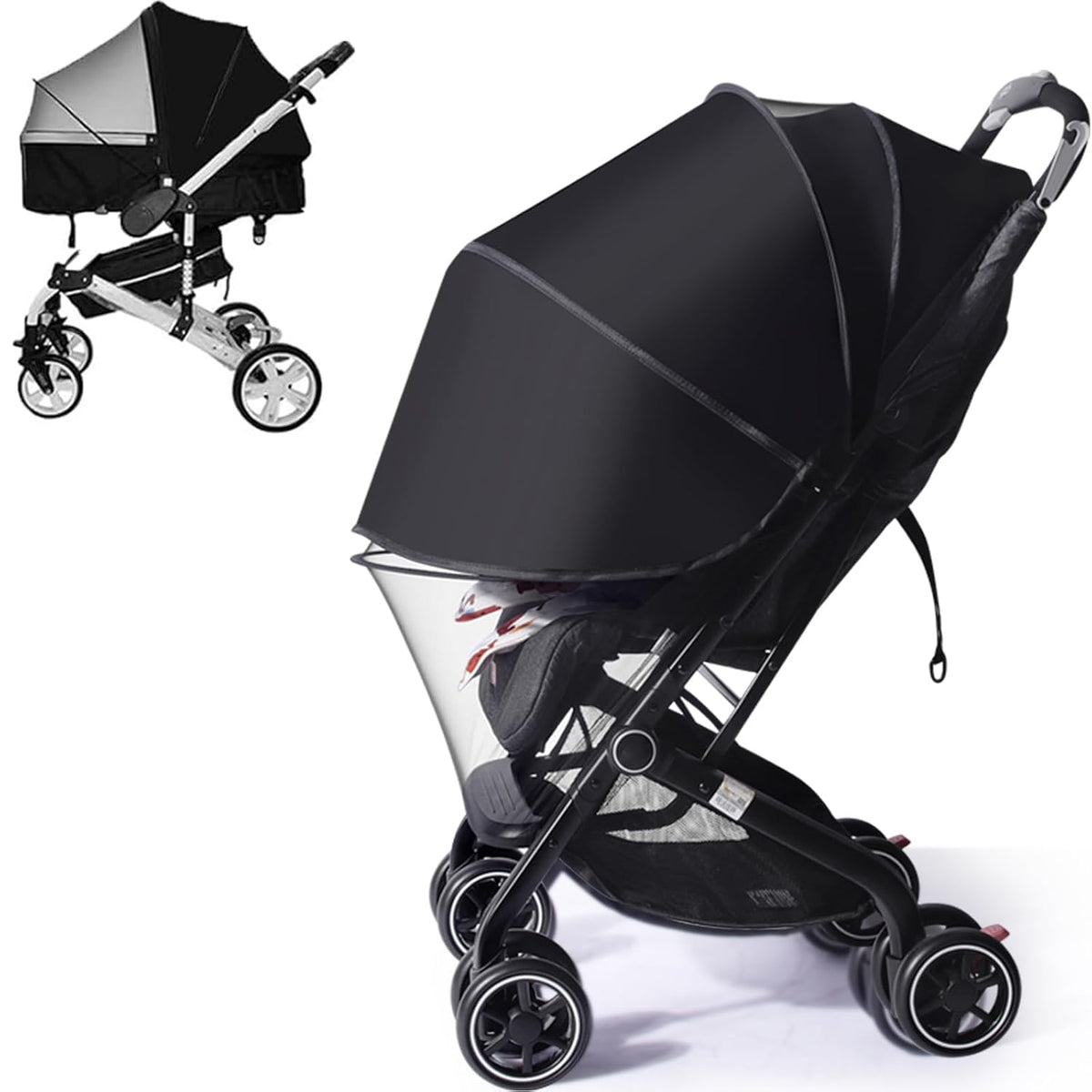 UPF50+ Sunshade Stroller Cover with Two-Way Zipper