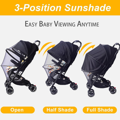 UPF50+ Sunshade Stroller Cover with Two-Way Zipper