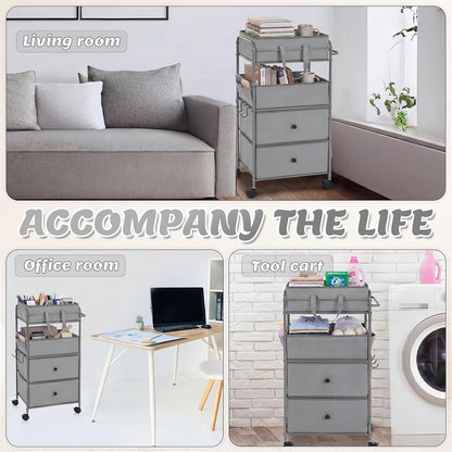 3In1 Baby Diaper Caddy Organizer Cart 4 Tier Large Capacity Metal Utility Bedside Rolling Cart with Divider Newborn Registry Nursery Essential Must Have Bedroom Gift Baby Shower(Gray)