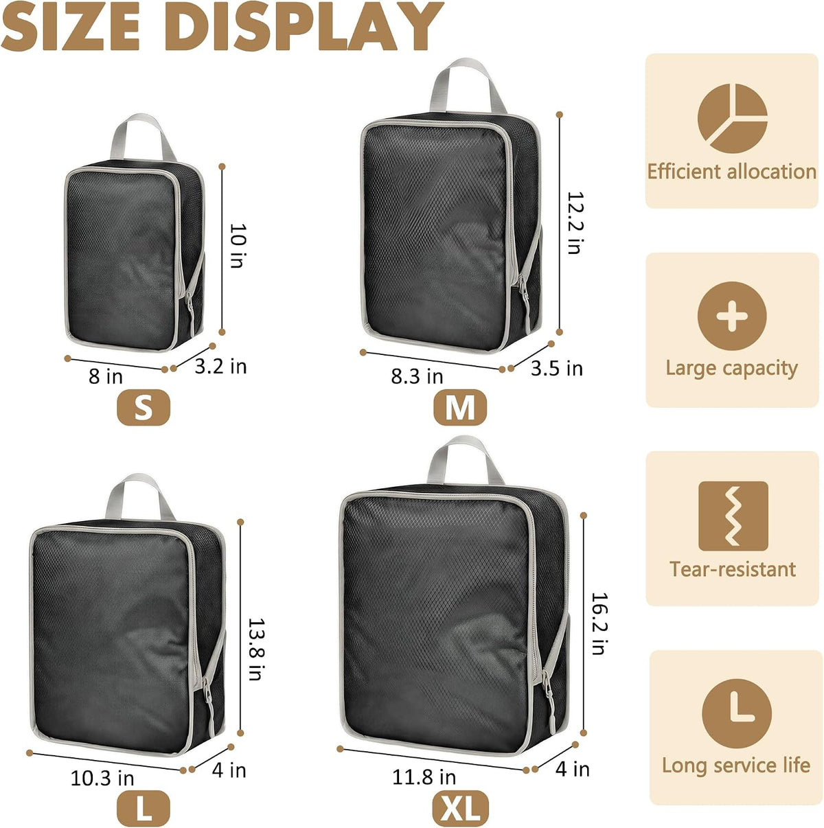 4PCS Diaper Bag Organizer Pouches Set, Black