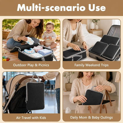 4PCS Diaper Bag Organizer Pouches Set, Black