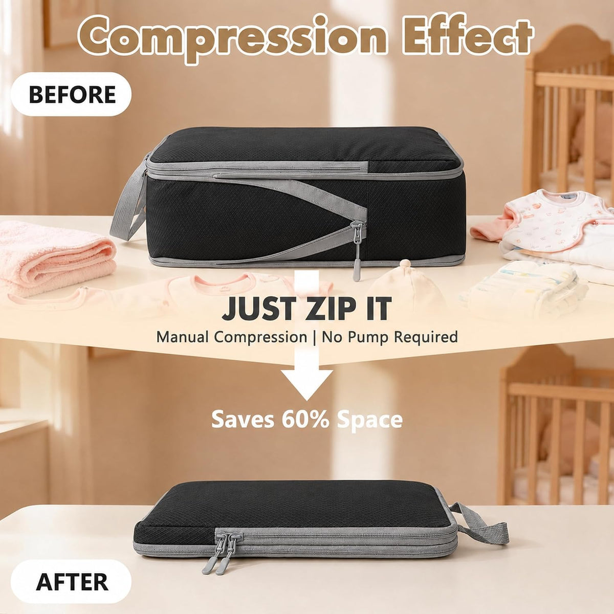 4PCS Diaper Bag Organizer Pouches Set, Black