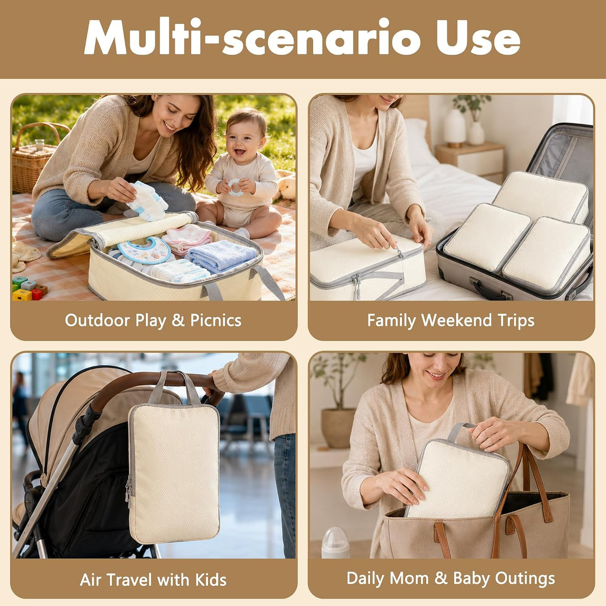 4PCS Diaper Bag Organizer Pouches Set, Black